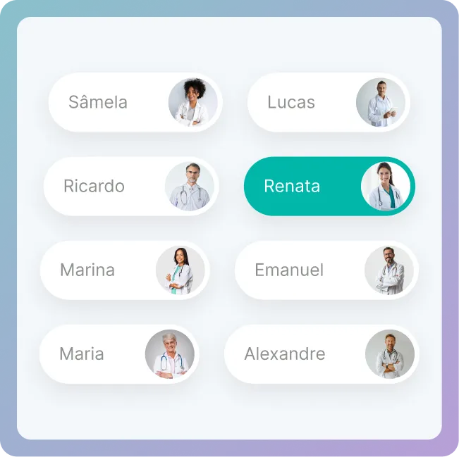 Lista de médicos especialistas disponíveis para atendimento