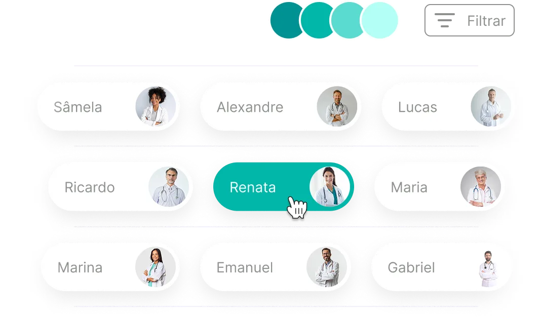 Lista de médicos especialistas disponíveis para atendimento
